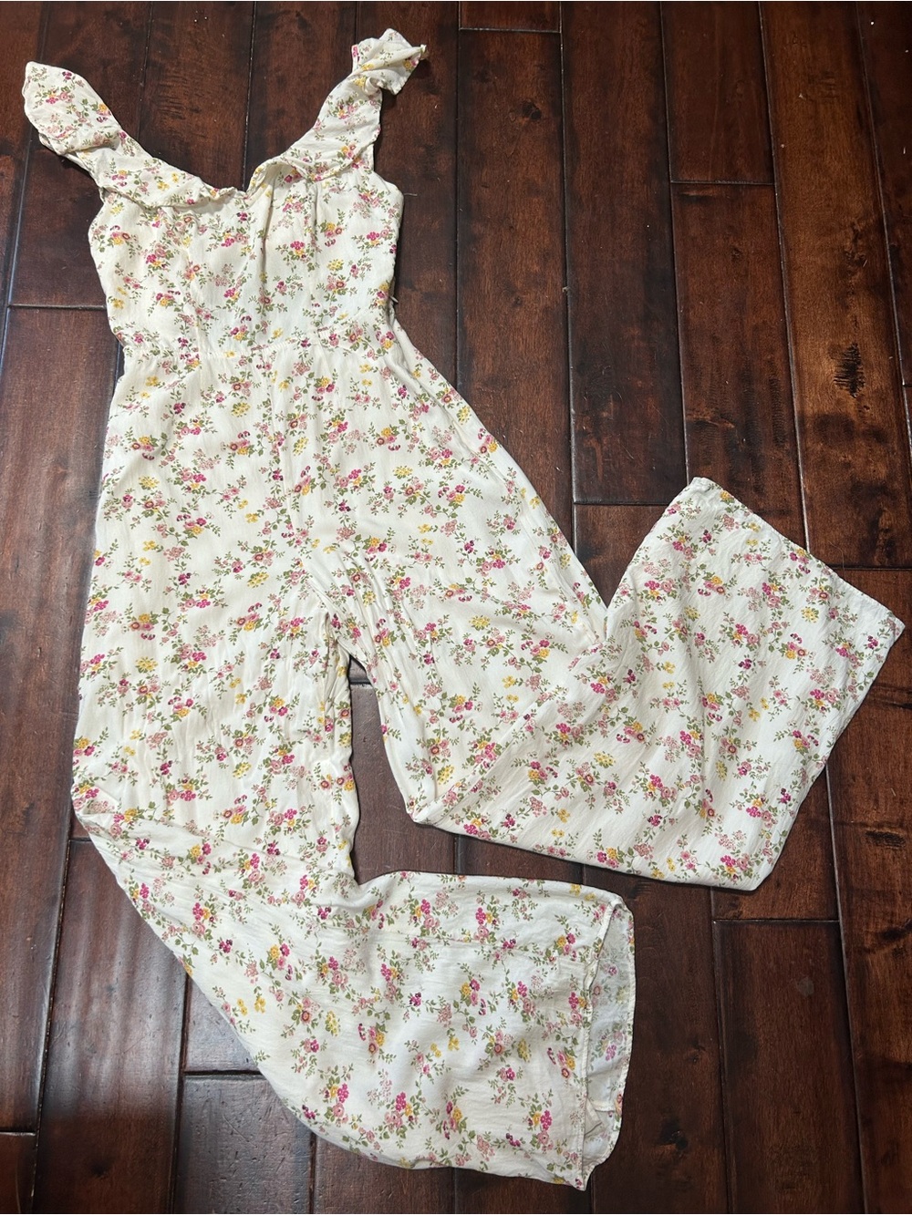 Denim & Supply Ralph Lauren - Cream Floral Ruffle Strap Jumpsuit